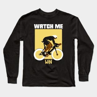 Watch Me Win Brown Skin Black Boy Joy Man Male Cycle Cyclist Bike Rider Athlete Sports Afro Kwanzaa Gift Design Long Sleeve T-Shirt